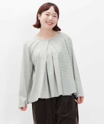 ＜AS KNOW AS olaca (Women/大きいサイズ)＞寄り添ったボーダーＰＯ　Ｏ１１３７２